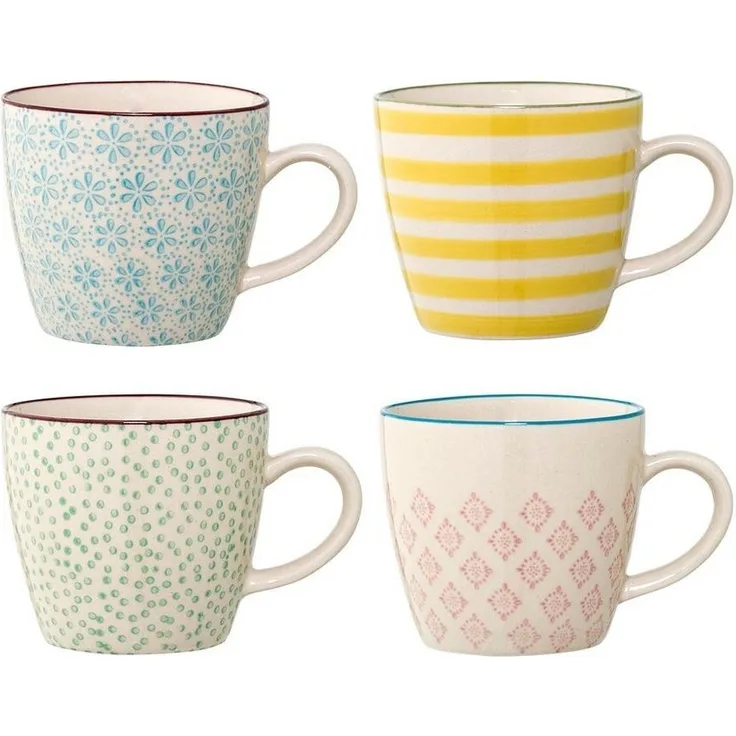 Bloomingville Becher Bloomingville Patrizia Becher Yellow Steingut 4er Set, Steingut
