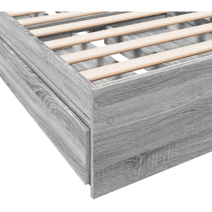 vidaXL Bettgestell mit Schubladen Grau Sonoma 90x200 cm Holzwerkstoff 3280683 – Bild 7