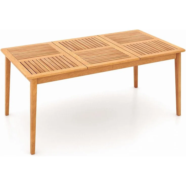 COSTWAY Gartentisch, mit Schirmloch, Akazienholz, 170x90cm, 6 Personen rechteckig – Bild 1