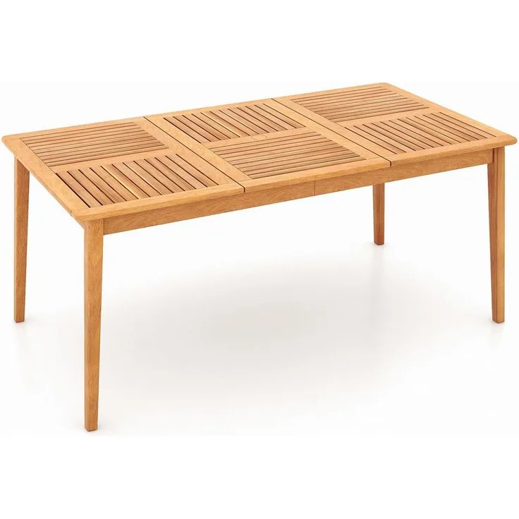 COSTWAY Gartentisch, mit Schirmloch, Akazienholz, 170x90cm, 6 Personen rechteckig