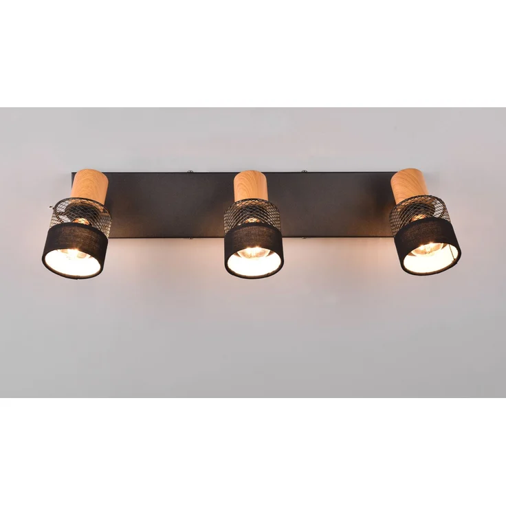 Trio Deckenstrahler 3er Spot Nandini E14 schwarz, Metall, Holz – Bild 3