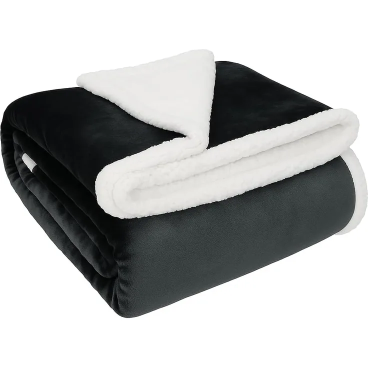 Betz Luxus Flanell Kuscheldecke Wohndecke XXL Verona Sherpa Größe 150x200 cm Farbe Graphit