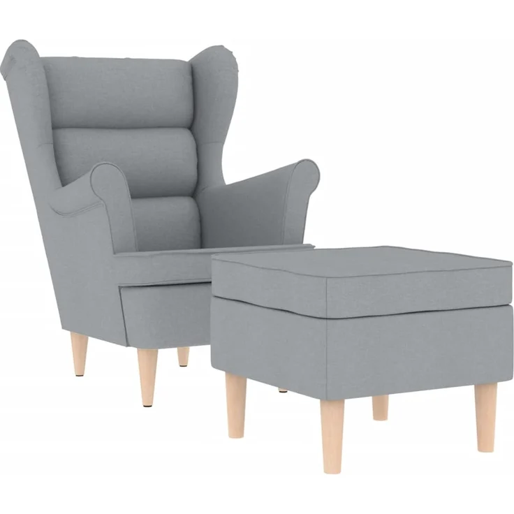 vidaXL Sessel mit Fußhocker Hellgrau Stoff 3307989 – Bild 1