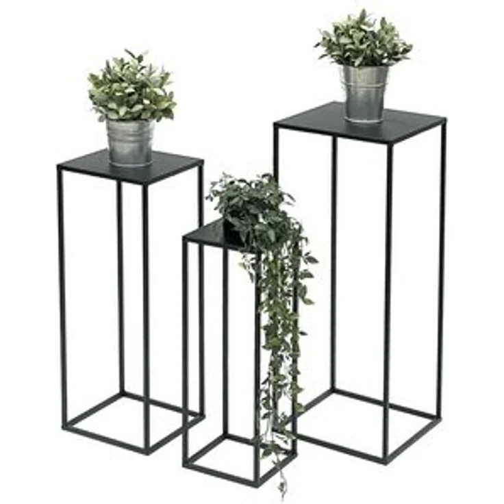 DanDiBo Blumenhocker eckig, Metall, Schwarz, 3 Stück, 70 x 28 x 28 cm – Bild 6