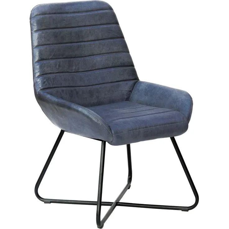 Stuhl Echtleder 59x68x93 blau IRON LABEL #15