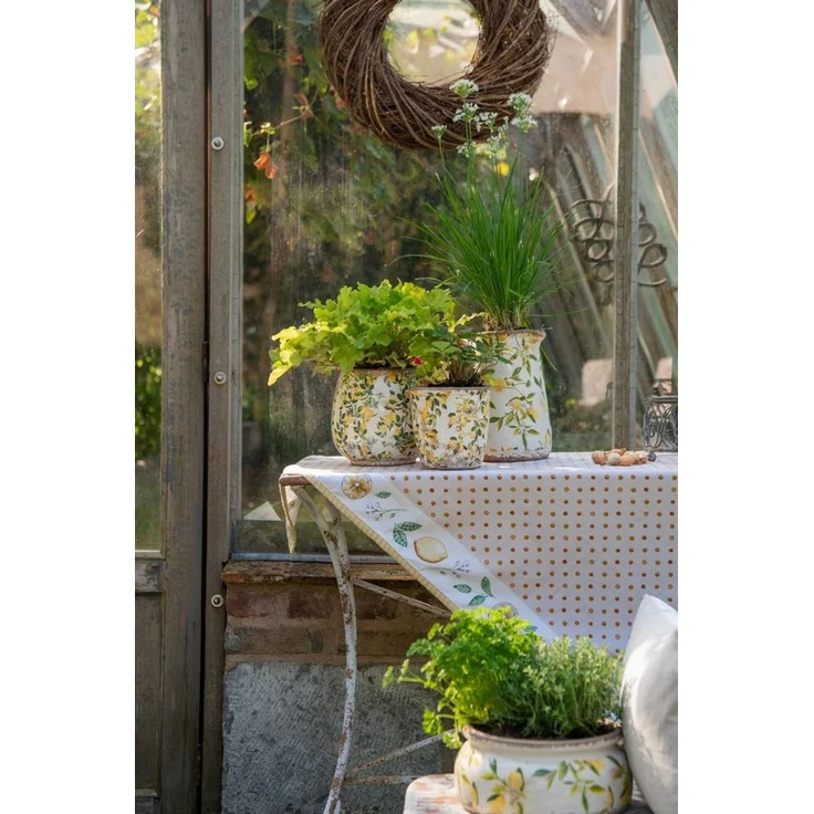 Clayre & Eef Blumentopf Clayre & Eef Blumentopf „Zitrone“ – Gelb, Rund, 23x23x10 cm, Keramik – Bild 2