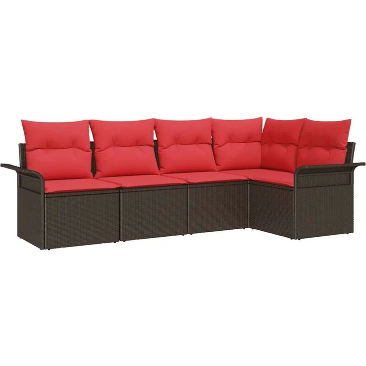 vidaXL Gartensofa-set mit Speicher 5 pcs Braun Poly-Rattan 3354033 – Bild 2