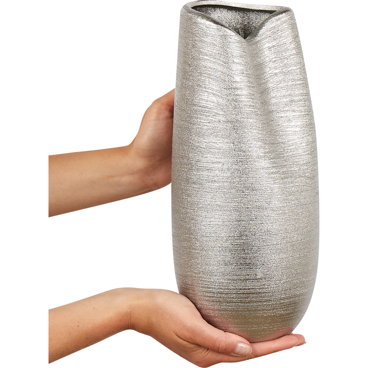 Dekovase DERBE Steinzeug 32 cm Silber – Bild 4