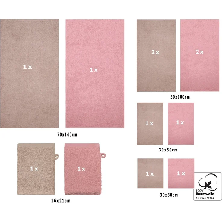 Betz Handtuch Set 12 TLG. Handtuch Set BERLIN Farbe Cappuccino - Lotus, 100% Baumwolle (12 Teile, 12-St) – Bild 2