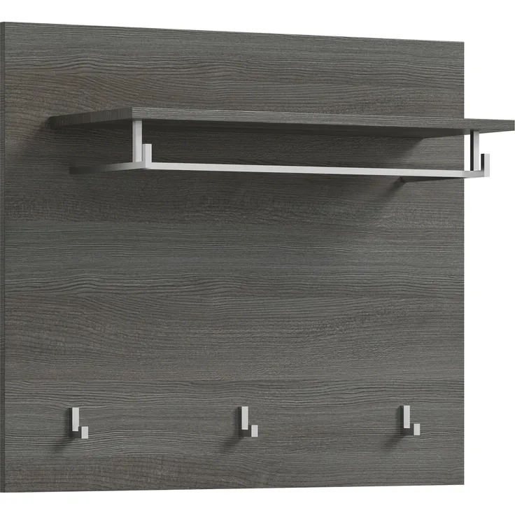 Garderobenpaneel >Salsa< in Rauchsilber / Weiß Hochglanz - 80x70x27cm (BxHxT)
