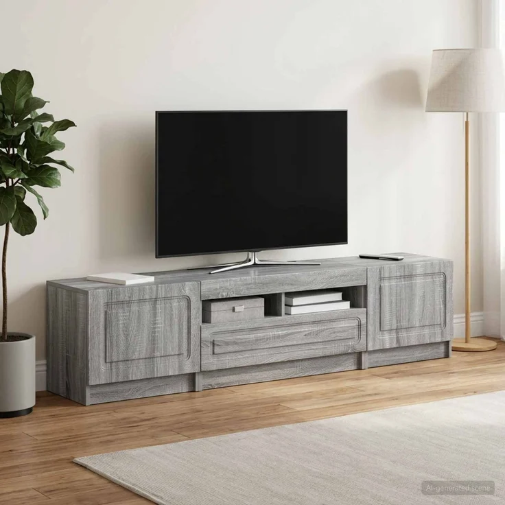 vidaXL LED-TV-Schrank UTRECHT 3 stk. Sonoma-Grau Holzwerkstoff 3417010 – Bild 3