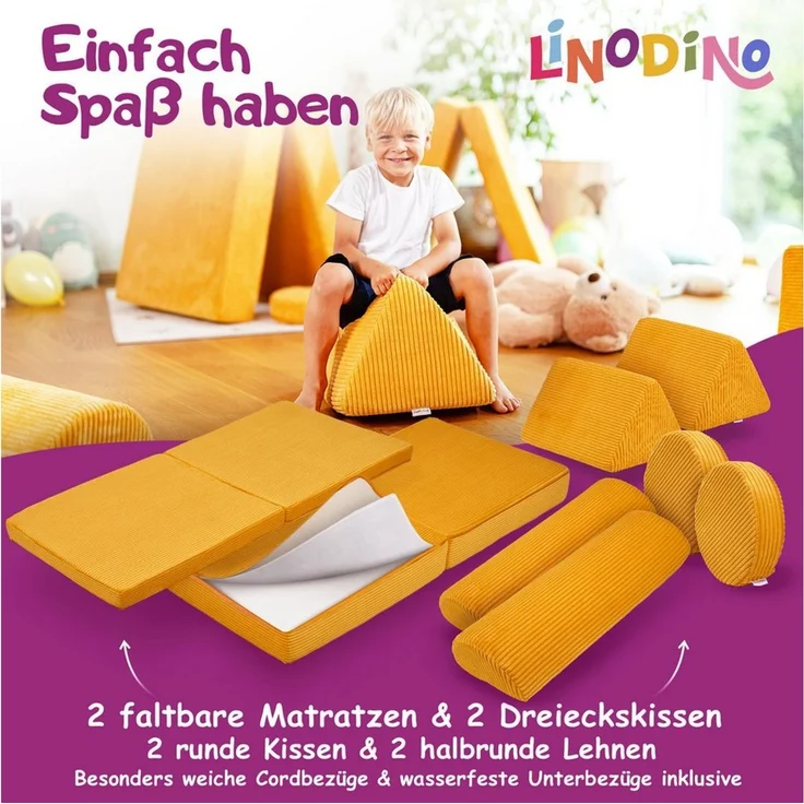Linodino Kindersofa Spielsofa I Schaumstoff Stapelsteine für Kinder I Kindercouch, 3 Jahre Garantie – Bild 3