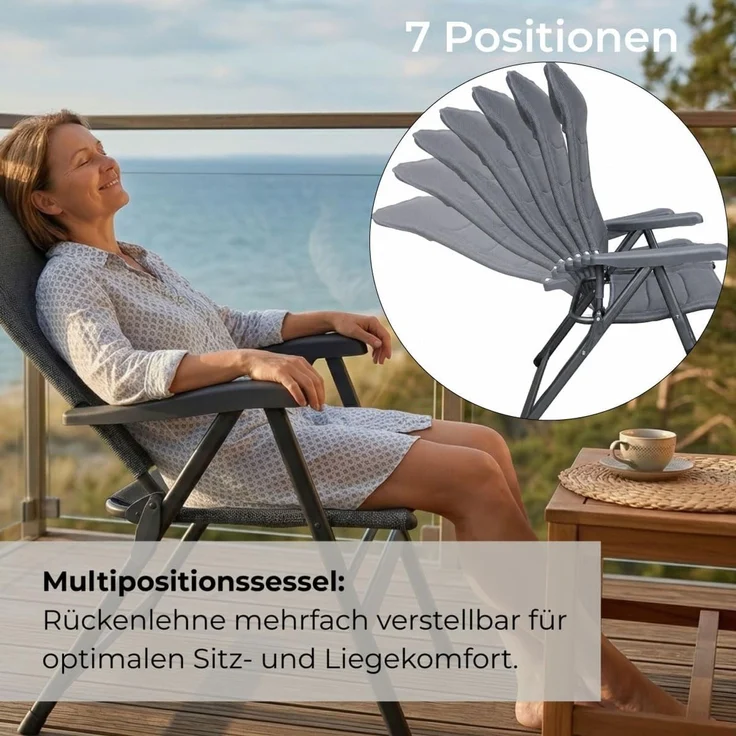 osoltus Alu Camping Klappsessel Hochlehner 3D Soft Touch Open-Grey – Bild 6
