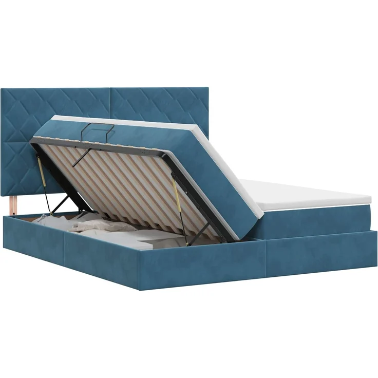 vidaXL Aufbewahrungsbett mit Kopfteil Dunkelblau 180 x 200 cm Samt 3459841 – Bild 2