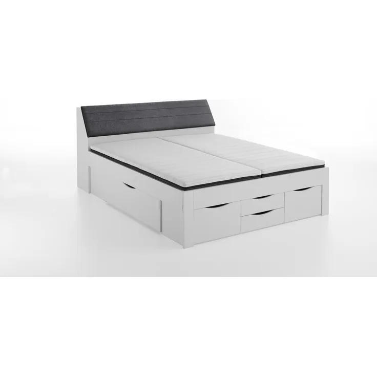 Funktionsbett Maxi 180x200 cm, mit Rolllattenrost mit 6 Bettschubladen und Stauraum-Polster-Kopfteil