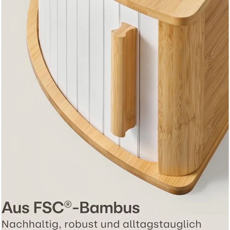 Praknu Brotkasten HAUPT Eckbrotkasten, Bambus, Holz, (Einzelartikel, 1-tlg, Nein), FSC®-zertifiziert, platzsparendes Eckformat, Schiebetür beidseitig – Bild 5