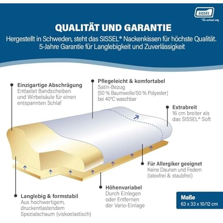 Sissel Nackenkissen Deluxe 63x33 x (10 - 12) cm Weiß SIS-110. 003 – Bild 4