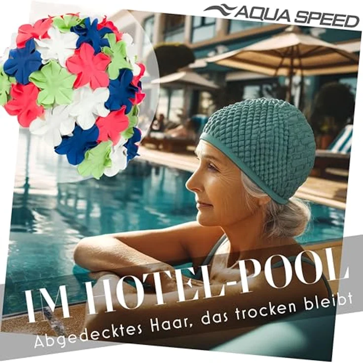 Aqua Speed Badekappe Badehaube mit Blüten-Design Wasserfest & dehnbar Pool & Sport, Blüten-Design mit wasserfestem Material – Ideal für Sport – Bild 4