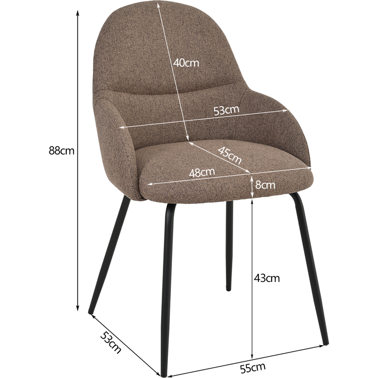 GOEURVANT 1438 Esszimmerstühle 2er-Set mit Armlehnen, Webstoff - Mokkabraun – Bild 9