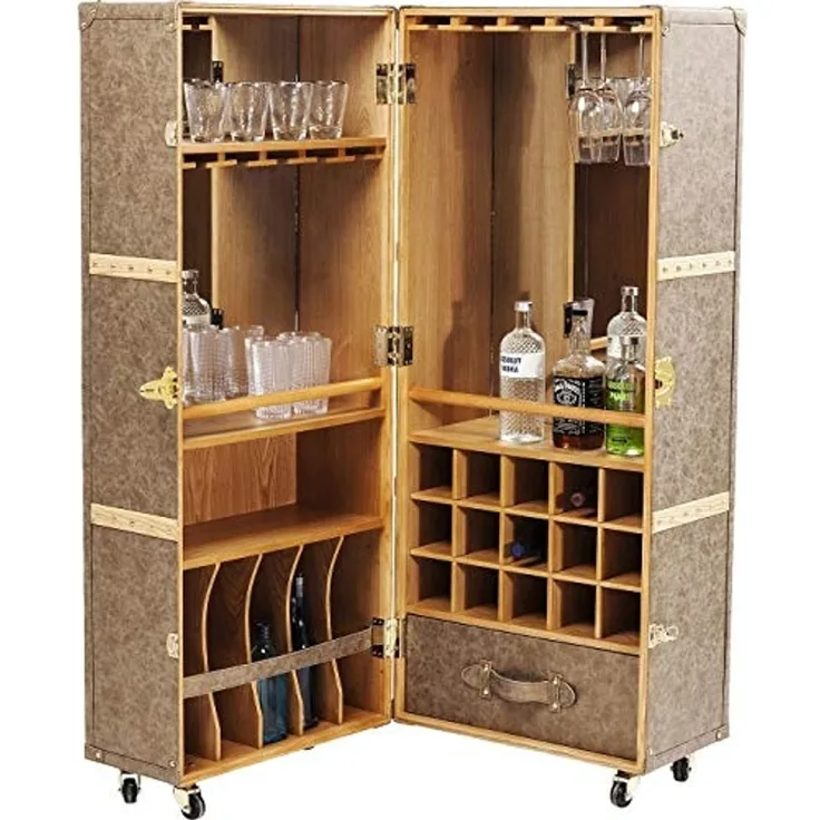 Kare Design Schrankkoffer Bar West Coast, Hausbar, Kofferbar rollbar, 154 x 60 x 60 cm (H/B/T)