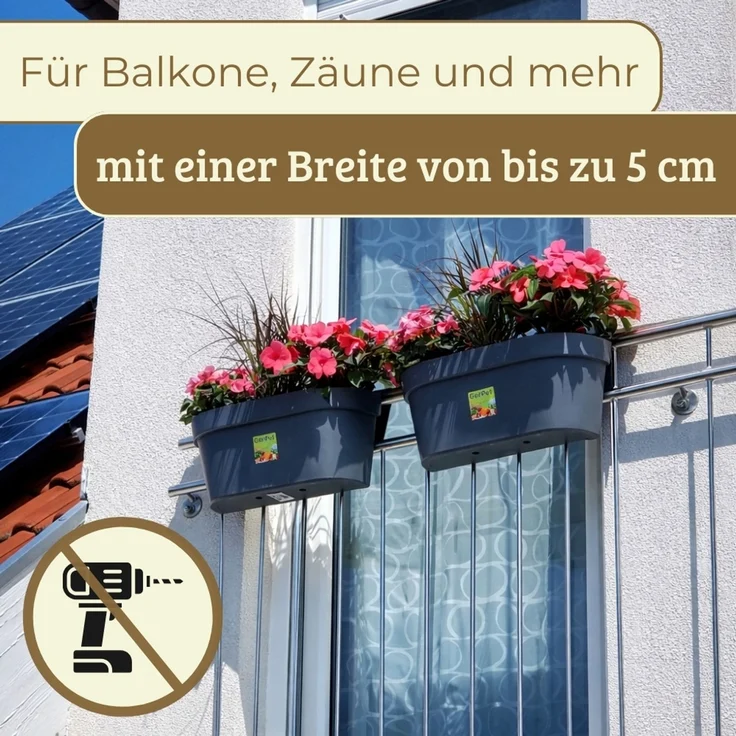 GarPet Balkonkasten 4x Geländerkasten Balkon mit Wasserspeicher Blumen Topf Kasten – Bild 4