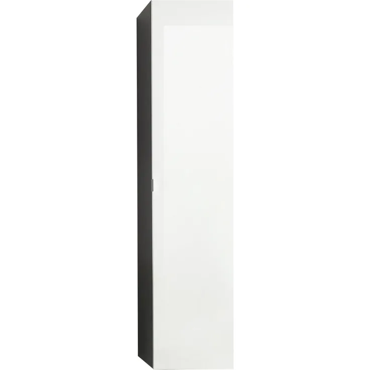 Bad Hochschrank Hängeschrank Beach in weiß Hochglanz und grau mit Spiegel innen 35/157 cm