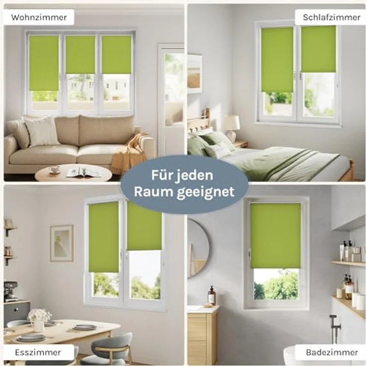 WOLTU Verdunkelungsrollo ohne Bohren, Thermo Verdunkelungsrollo mit Kette, Sichtschutz, für Türen und Fenster, Grün，B90 x H150 cm – Bild 7