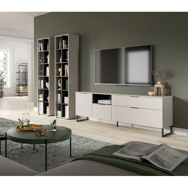 Wohnwand >Noida< in kaschmir - 305x192x41cm (BxHxT) – Bild 5