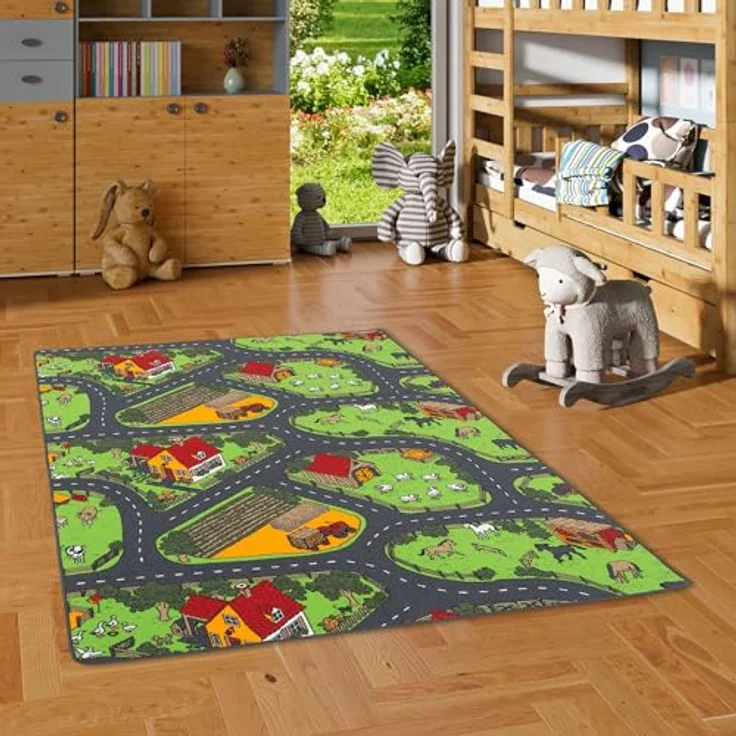 Snapstyle Kinder- und Spielteppich, 100% Polyamid, Bauernhof, 80x160 cm – Bild 3