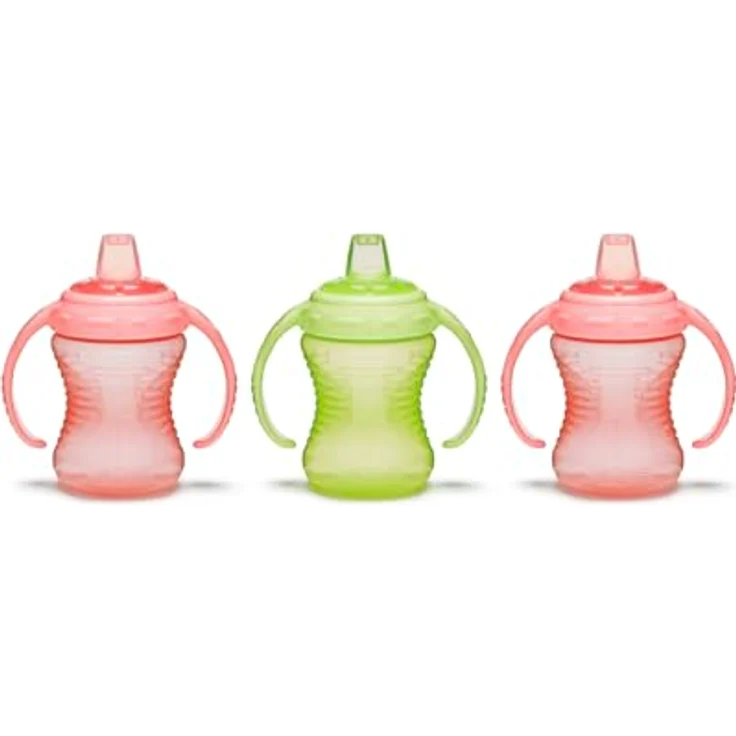 Munchkin Mighty Grip Trainer Cups | Trainer Toddler & Baby Bottle | BPA Free | Non Spill |Leakproof | Baby Weaning Cup from 6+ Months | Toddler Bottle 8oz/236ml| 3 Pack | Pink & Green – Bild 5