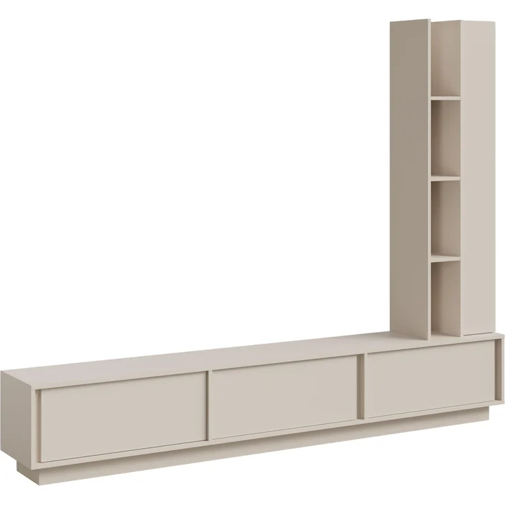 AX LIVING Varelo TV-Wände Kaschmir – 230 cm Lowboard stehend – Hängeregal rechts – Bild 2