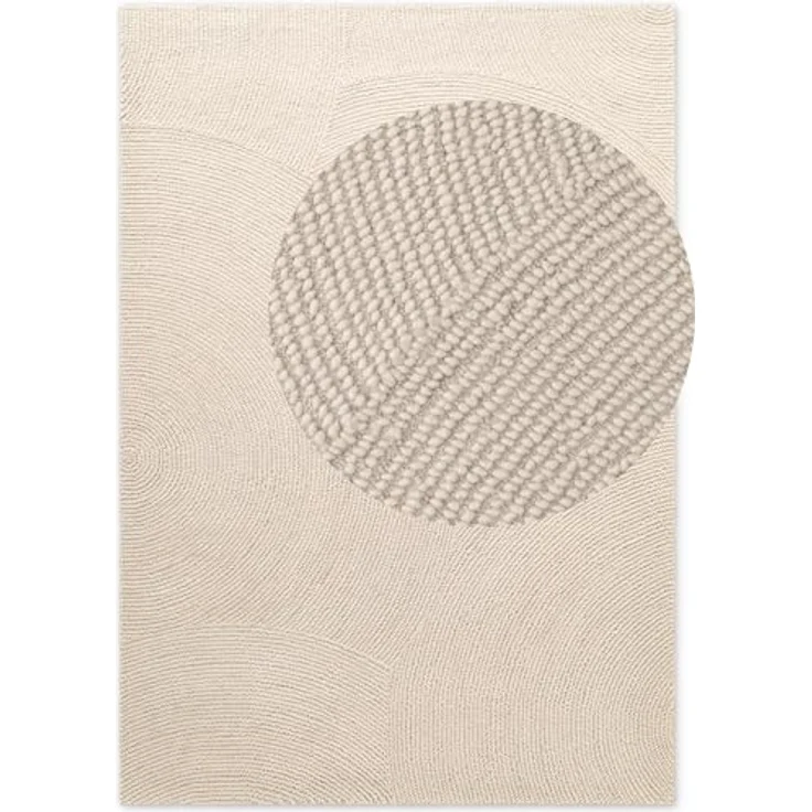 XXXL Wollteppich Eleni, creme, rechteckig, 80x150 cm, handgetuftet, pflegeleicht, für Fußbodenheizung geeignet, strapazierfähig, in verschiedenen Größen erhältlich – Bild 2