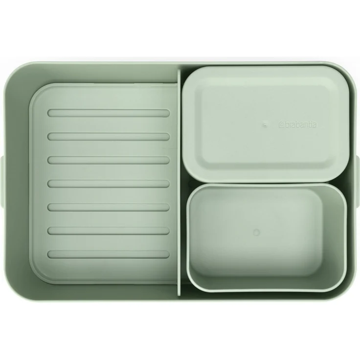 Brabantia - Make & Take Brotdose Bento - Groß - Herausnehmbare Fächer - Deckel mit Klickverschluss - Gefriergeeignet - Spülmaschinen- & Mikrowellenfest - Light Grey - 25,5 x 16,7 x 6,2 cm – Bild 2