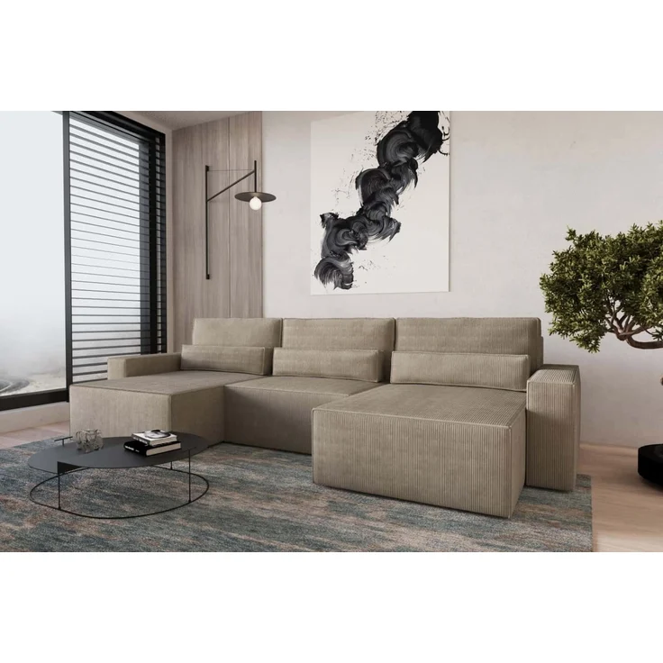 Wohnlandschaft Brazil Mini U-Form |Schlaffunktion |Bettkasten|Cord – Bild 4
