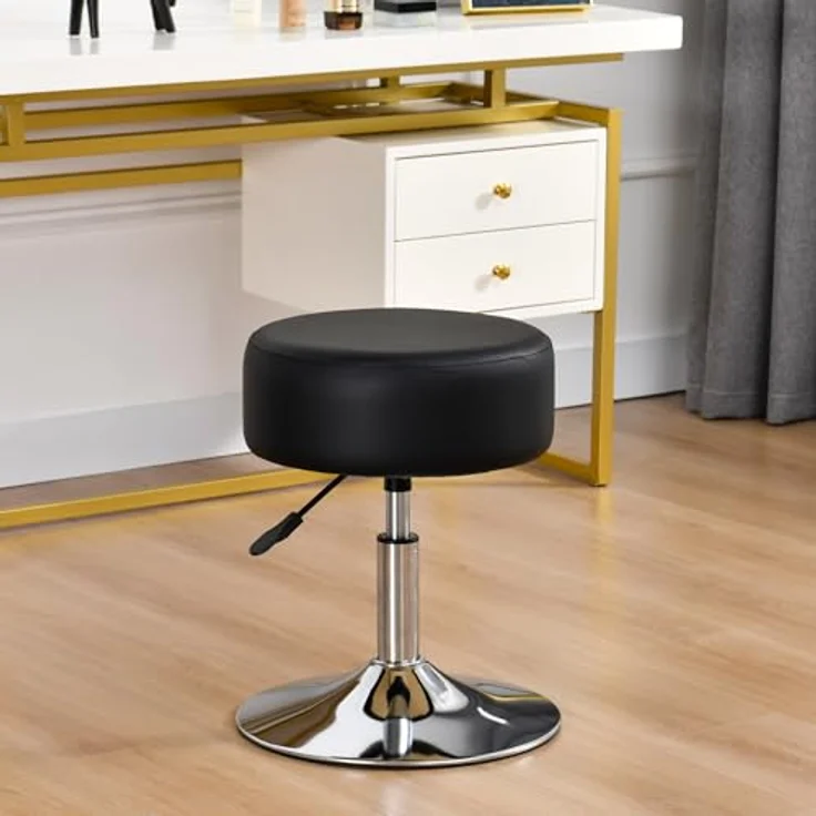 Duhome Hocker, Drehhocker Sitzhocker Rund Rollhocker Schminkhocker Höhenverstellbar – Bild 3