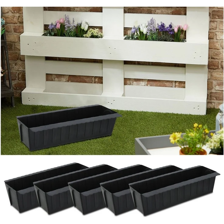 CEPEWA Pflanzeinsatz Pflanzkasten gewellt 6er Set Europalette Kunststoff 37x9,5x13,5cm (6 St) – Bild 5