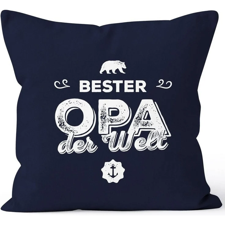 MoonWorks Dekokissen Kissen-Bezug Bester Opa der Welt Geschenk Kissen-Hülle Deko-Kissen Baumwolle MoonWorks® – Bild 4