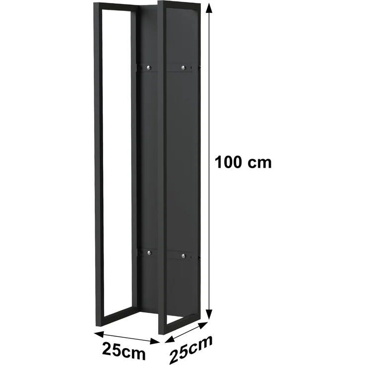 DanDiBo Kaminholzregal Innen Metall Schwarz Kaminholzständer 100 cm mit Rückwand an der Wand Hängend 96357 Holzkorb Kaminholzhalter Holzregal – Bild 2