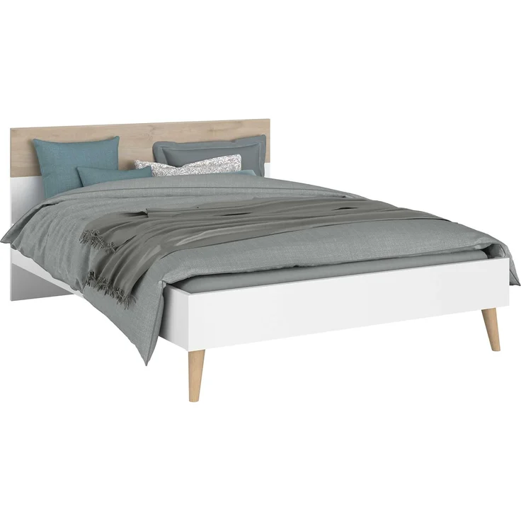 Bett für Erwachsene – Aalborg – 160 x 200 cm – Weiß/Eiche PARISOT – Bild 7