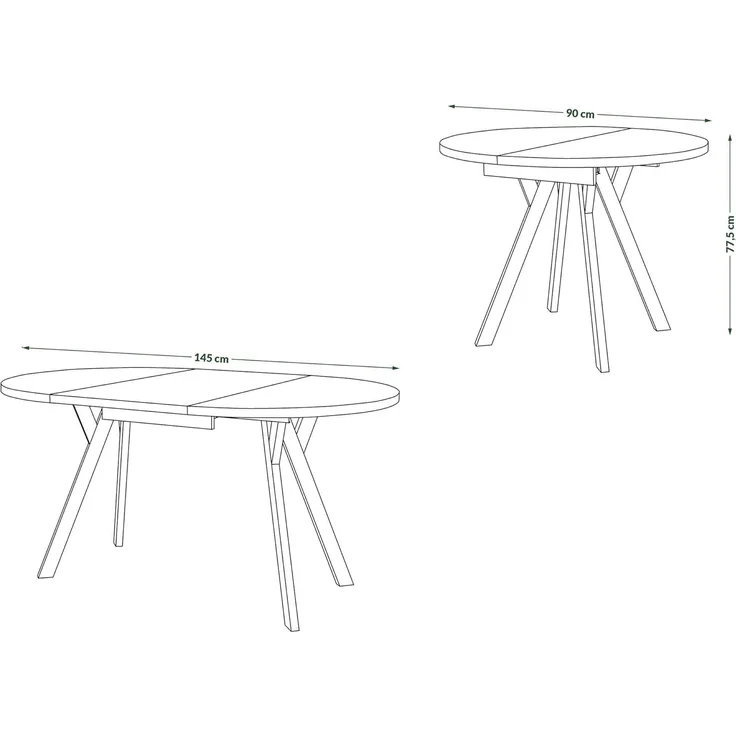 designimpex Esstisch Design Esstisch Aldo ausziehbar 90 cm bis 145 cm rund Esszimmer Tisch, Esstisch, Esszimmertisch, Tisch, Ausziehtisch, Küchentisch, Esszimmer – Bild 2