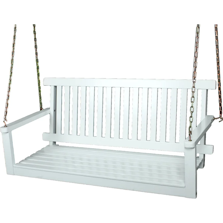 Garten-Hängebank AMELIE - 130cm Breit, Eukalyptus, Weiß | Hängebank Garten Wetterfest Sitzbank Outdoor – Bild 2