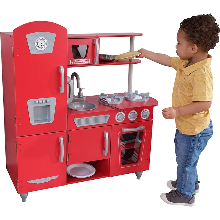 KidKraft 53173 Vintage-Spielküche aus Holz, Rot