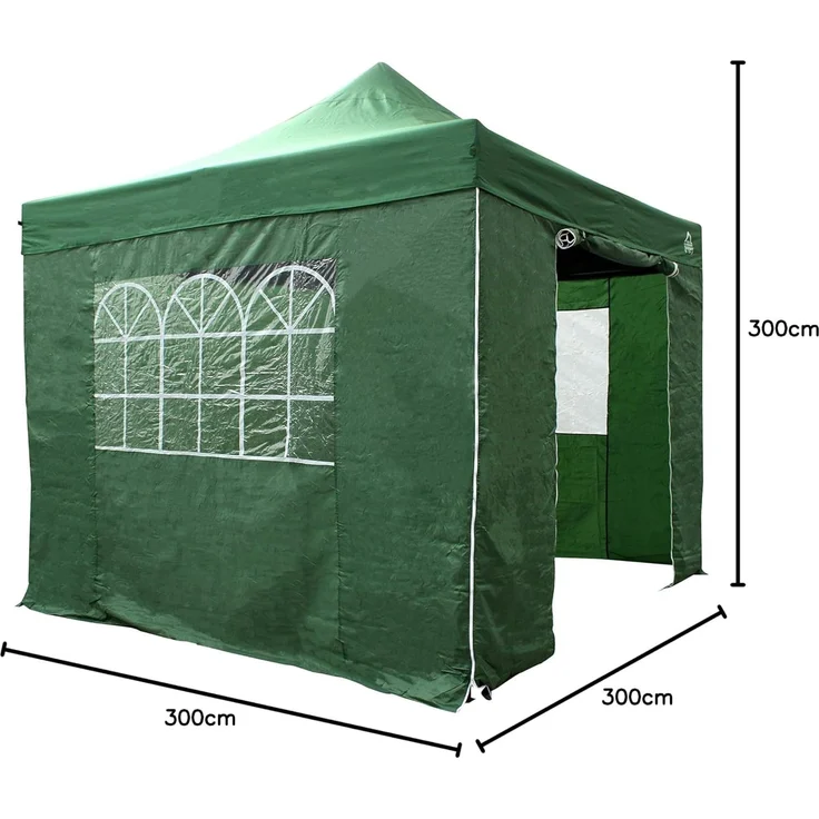 All Seasons Gazebos 3x3 m vollständig wasserdichtes Faltpavillon mit 4 Seitenteilen - Grün – Bild 9