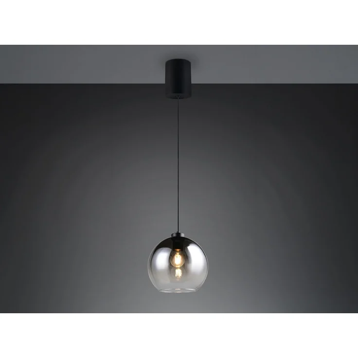 LED Pendelleuchte höhenverstellbar 1-flammig mit Rauchglas Kugel, Ø 25cm – Bild 3