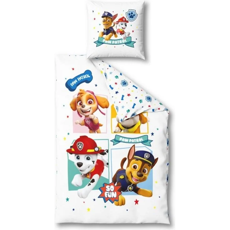 MTOnlinehandel Kinderbettwäsche Paw Patrol in 135x200+80x80 cm Biber/ Flanell, 100% Baumwolle, 2 teilig, Geschenkidee für Mädchen, kuschelig, weich für Herbst und Winter – Bild 4