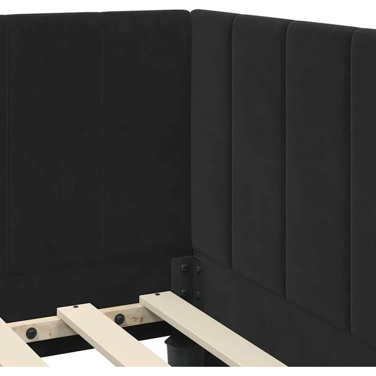 vidaXL Eckbettgestell mit Kopfteil Schwarz 90 cm x 200 cm Samt 42016353 – Bild 7