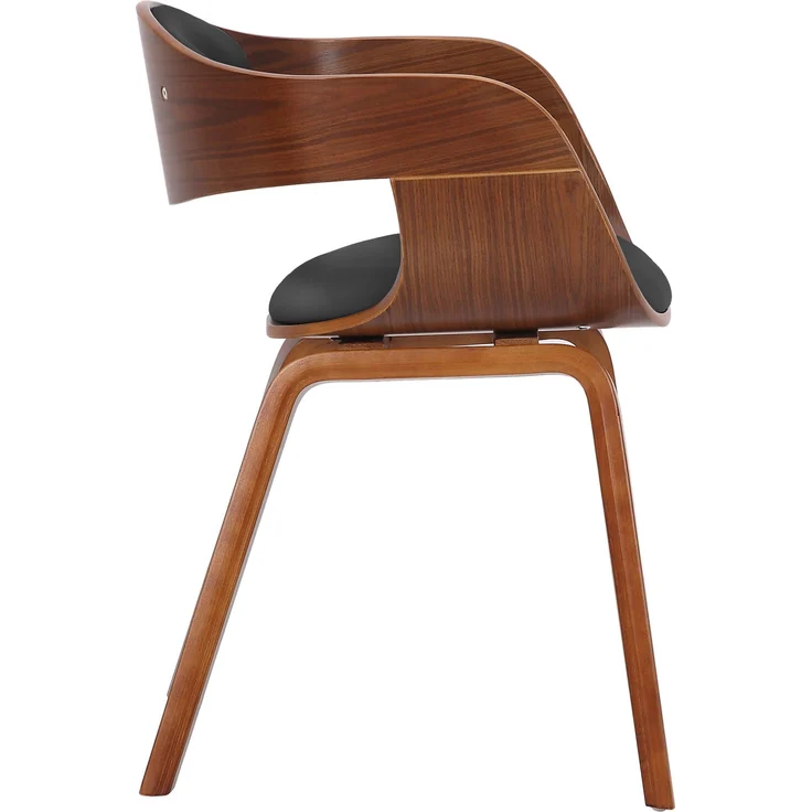 DELUKE® Besucherstuhl LONDON - 73x49x46cm, Walnuss/Schwarz Kunstleder Holz Gestell Konferenzstuhl Wartezimmerstuhl – Bild 4