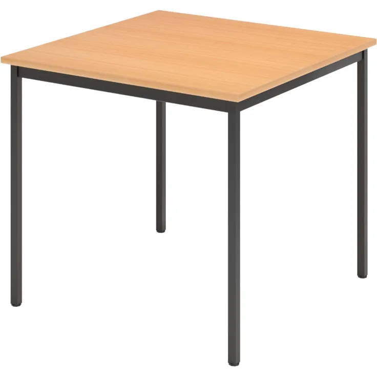 bümö Tisch klein, Multifunktionstisch, 80 x 80 cm in Buche/Schwarz - Beistelltisch, Bistrotisch, Esstisch, Pausentisch, Mehrzwecktisch Tischsystem für Warteraum, Pausenraum & Co, VS08-6