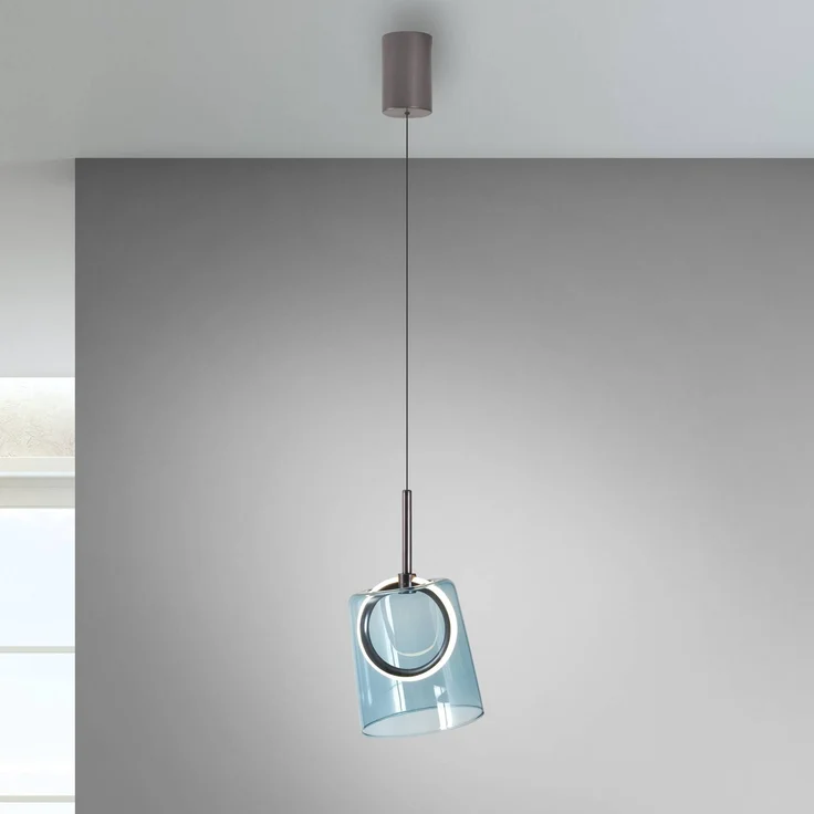 Paul Neuhaus LED-Pendellampe Zula, Höhenverstellbar, integrierte LED-Lichtquelle, blau, Ø 15 cm, Glas