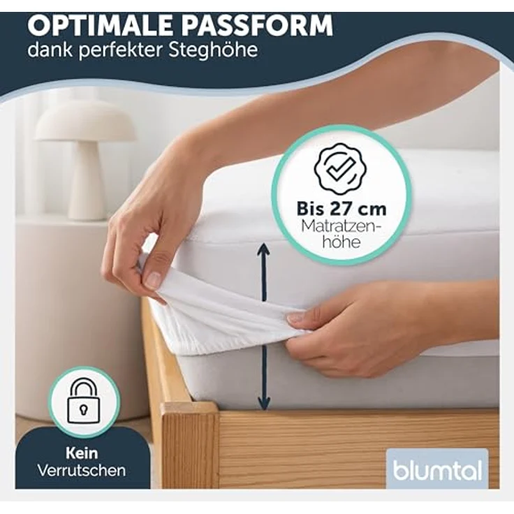 Blumtal Matratzenschoner Wasserdichter Atmungsaktive Matratzenauflage mit Spannfixierung, Geräuscharm, Oeko Tex Zertifiziert – Bild 3